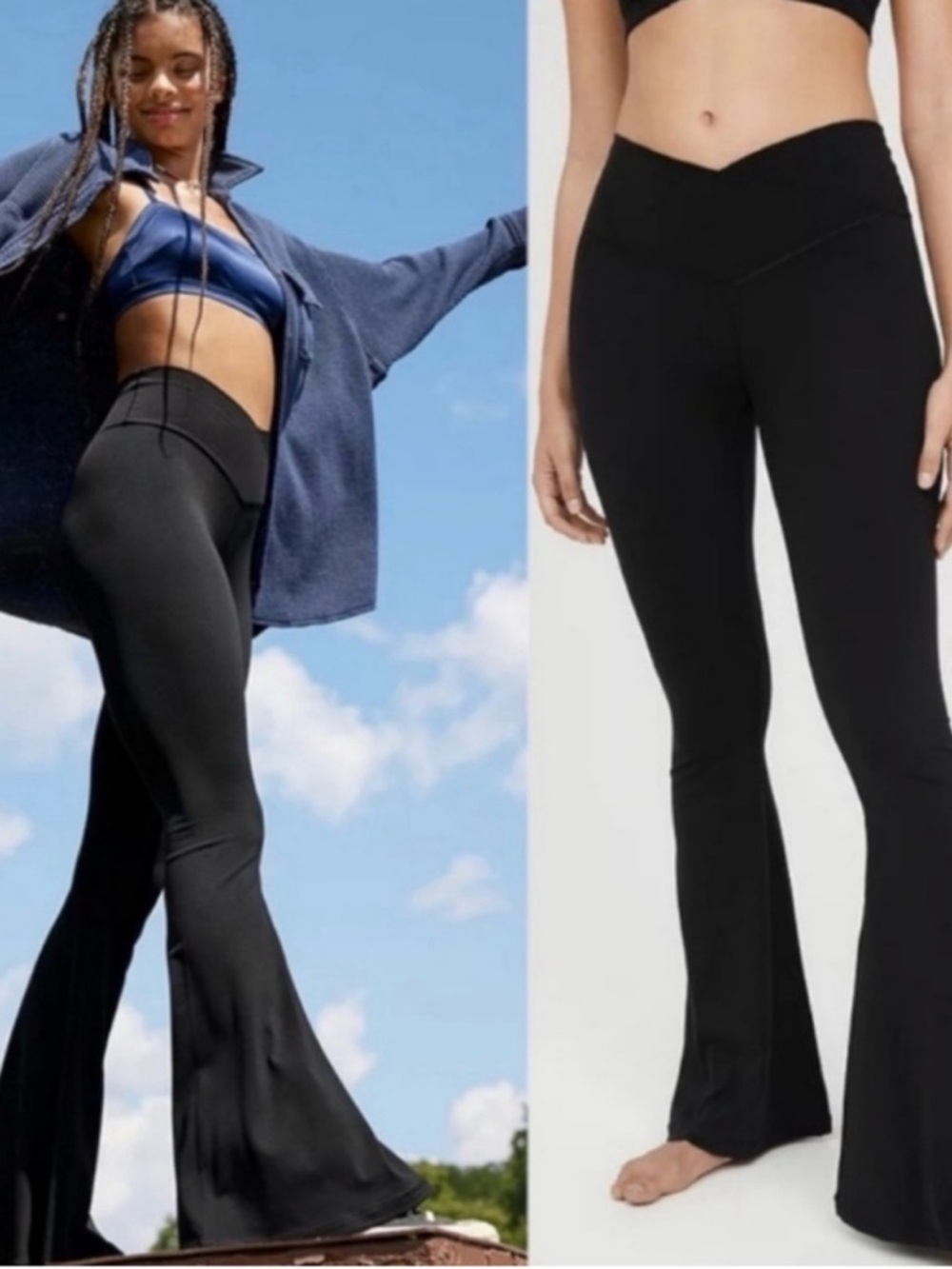 aerie Black High-Waist Super Flare Leggings